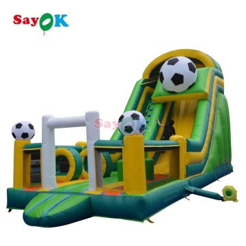 Outdoor Kid Inflatable Bouncer Combo: Water Slide Jump Castle with Football Theme