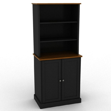 Rak Buku Furnitur Kamar Kayu Hitam Dengan Pintu