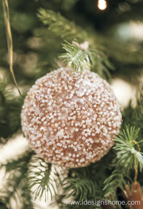 Gold &White Christmas Glass Ball Ornaments