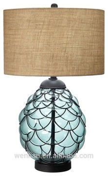 High quality blue glass table lamp for hotel guest room