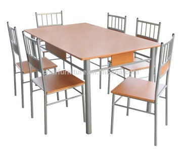 1+6 metal frame MDF board dining table set with 6pcs chairs