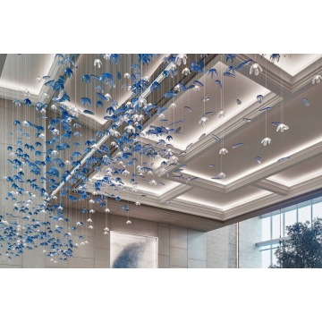 Customized lobby large decorative hanging flower chandelier