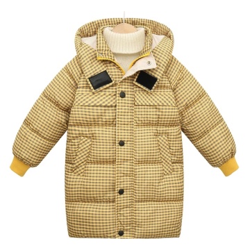 Children's Plaid Cotton Hooded Down Jacket