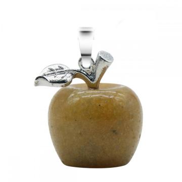 Handmade Craved 20MM Yellow Jade Apple Pendant Necklace