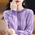 Autumn and winter full wool knitted pullover