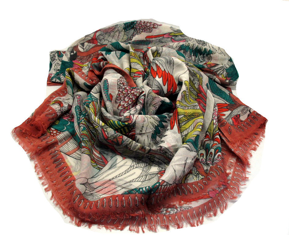 Printed Wool Scarf Yf 2014 036