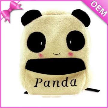 Low price custom high quality cute kids plush panda backpack