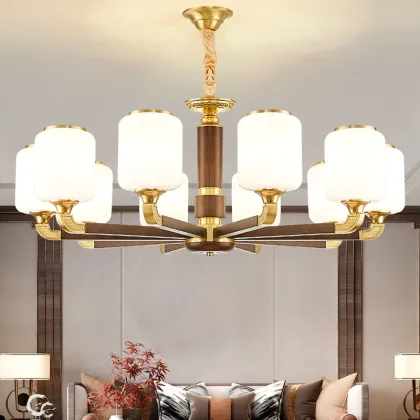 Copper Jade Chinese Style Chandeliers & Pendant Lights for Dining and Living Rooms