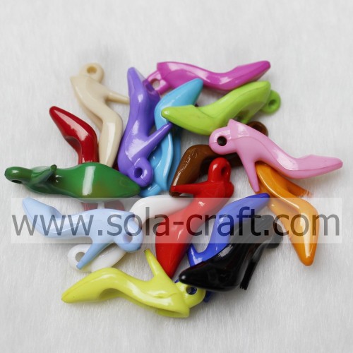 Listing Of Opaque Acrylic Crystal Heel Shape Pendant With Multi Colors And Sizes