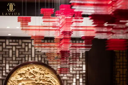 Traditional red murano glass chandelier bubble