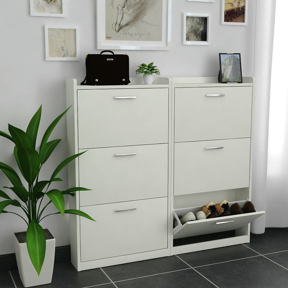 Space saving storage wooden shoe cabinet