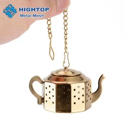 Shiny Gold Loose Leaf Tea Strainer and Infuser with Tray: Elegant Metal Tea Maker for Brewing High-Quality Teas