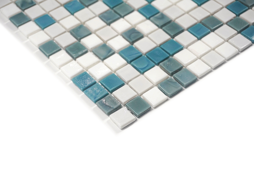 Glass mosaic for bathroom wall