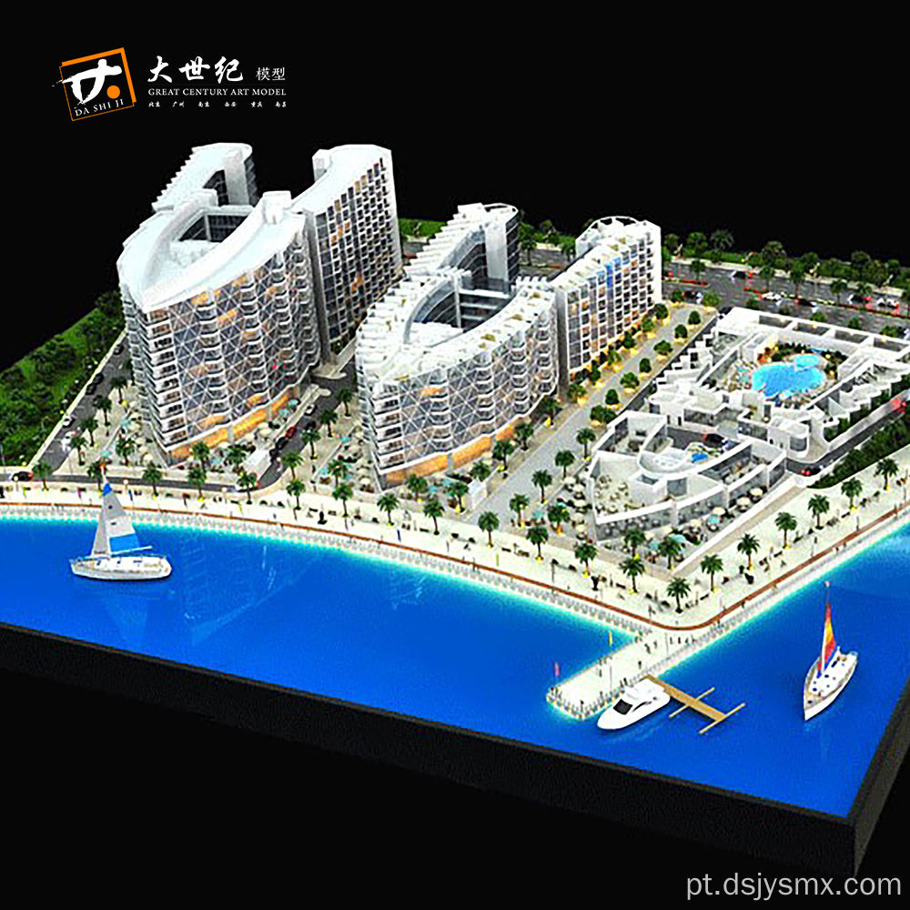 Modelo de construção com praia