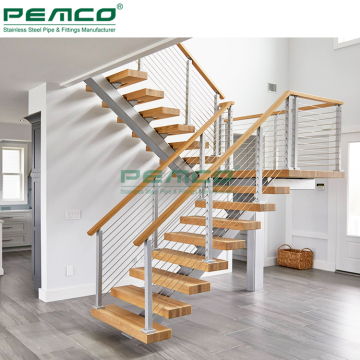 Cost of Straight Single Steel Stair Beam with Cable Railing and Stringer for Floating Stairs