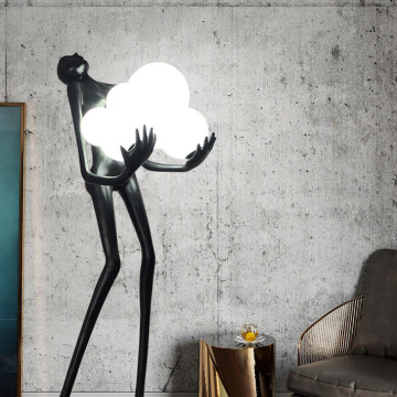 Modern abstrakt figur Art Floor Lamp med bollprydnad för heminredning