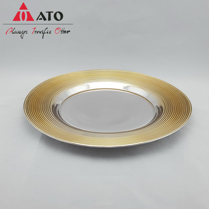 Placa de jantar de vidro de aro de ouro ATO