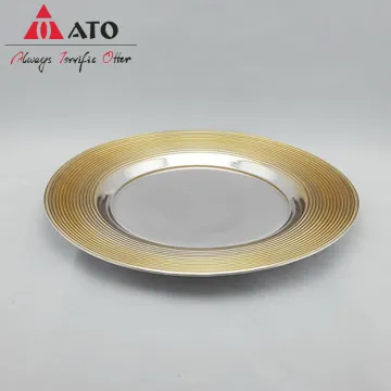 ATO gold rim glass dinner plate embossed plate