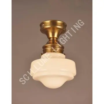 202991 brass Schoolhouse semi flushmount