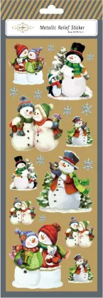Christmas Snowman Metallic Relief Sticker