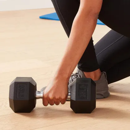 Rubber Coated Hex Dumbbells: Fitness Strength Training with Durable Cast Iron Core