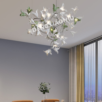 Modern Luxury Ceramic Magnolia Chandelier Pendant Lamp for Weddings