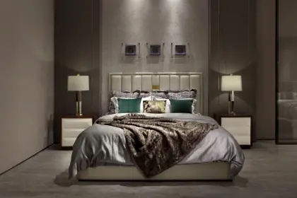 Luxury confortable fabric and leather upholstery bed