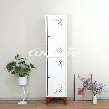 Compact White Red Storage Cabinet