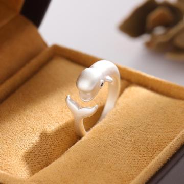 Bling Bling süße blaue Augen Diamant Fettwal Tierring - Großhandel Modeschmuck