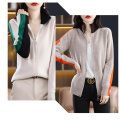 Half high collared patchwork coat for women