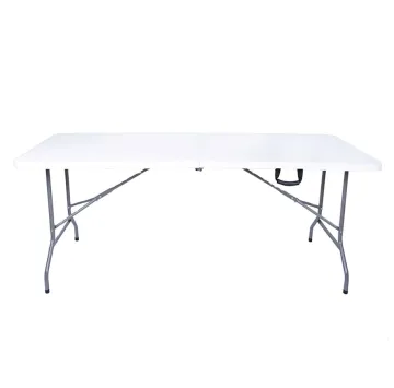 6ft Outdoor Portable White HDPE Plastic Catering Banquet Camp Folding Table: Rectangle Folding Garden Furniture
