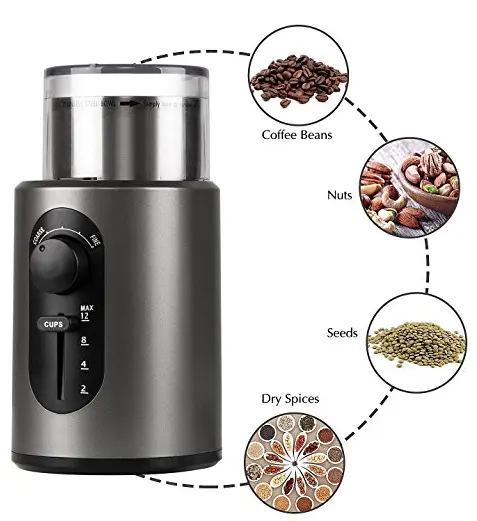 Adjustable Electric Spice Grinder with Stainless Steel Blade