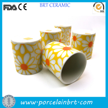 Yellow daisy painted ceramic Japanese Tea Cup Sets