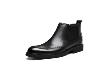 Cow Leather Elastic Cord Men's Boots