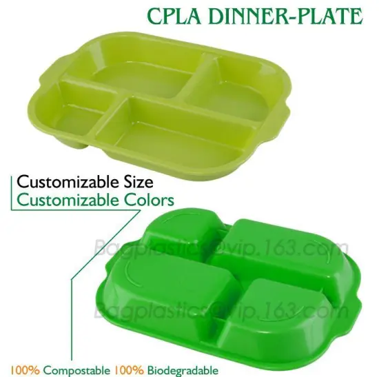 biodegradable plastic melamine fast food 5 compartment divided lunch, hospital food plate, custom disposable food storage contai