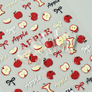 Cute Cartoon Custom Logo 3D Embossed Nail Art Stickers with Fruit Design
