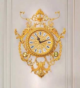 Luxury Handmade Golden Copper Antique Style Wall Clock for Home