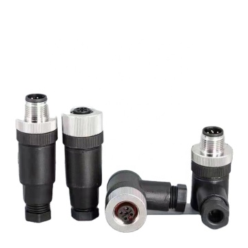 Self-Wiring M12 Male Connector with 4 Pin Plastic Adapter for Sensors - Black