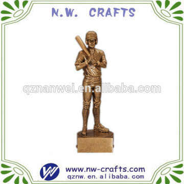 Detailed baseball antique gold finish resin trophy