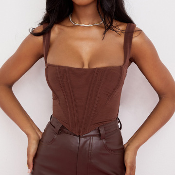 High Quality Stretchy Square Neck Cropped Camisoles for Women