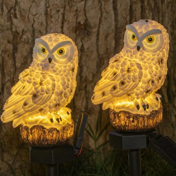 Outdoor Waterproof IP65 Solar Owl Shape Garden Figurine with LED Lights