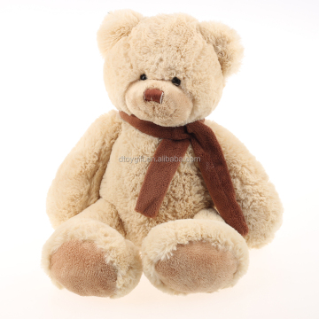 Sitting Size 30cm Stuffed Fluffy Teddy Bears With Silk Ribbon