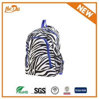 zebra print fabric backpack bag