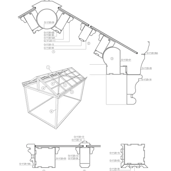 6060 Aluminium Profile for Glass Roof and Greenhouse - Hollow Frame Pergola