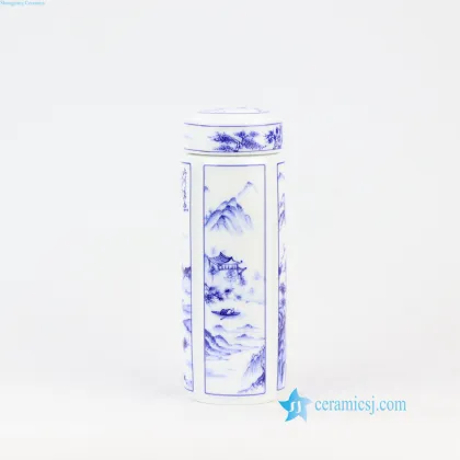 RZNU01-ABC Blue and White Porcelain Thermos Tea Cup