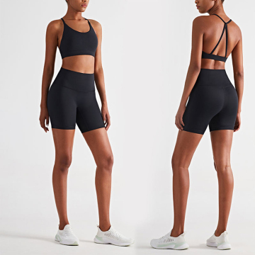 New Girls' Fitness Workout Sets: Stylish Two-Piece Yoga Set with Sports Bra and Legging Shorts