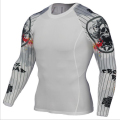 Mens compression shirt fitness training afgeronde zoom tshirt