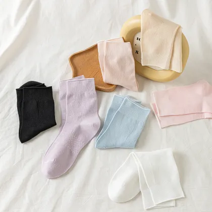 Women's deodorant fiber mid-tube socks