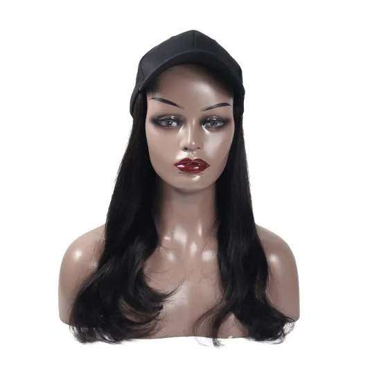 New fashion 100% brazilian human hair weave hat wig,  silk straight curly visor hat with hair attached human hair