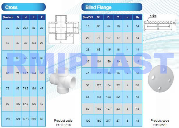 PVDF cross and blind flange